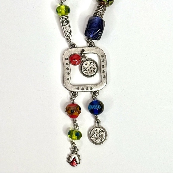CHICO’S 21 Inch Long Multicolor Stones Beads Burnished Silver Necklace - Picture 3 of 9